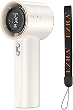 Ventilador de Mão Portatil Recarregavel, Display Digital LED Mini Turbofan, 12 Horas Silencioso Potente, Adequado para Casa, Viagens e Escritório Durante o Verão, Branco