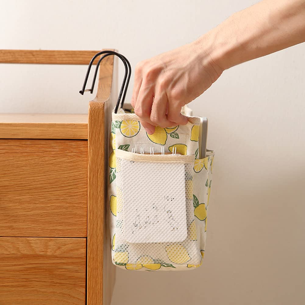 2 Pièces Organisateur de Chevet et Sac de Rangement Lit, Pratique Organisateur de Chevet pour Livres, Téléphones Portables, Verres et Collations Près du Lit