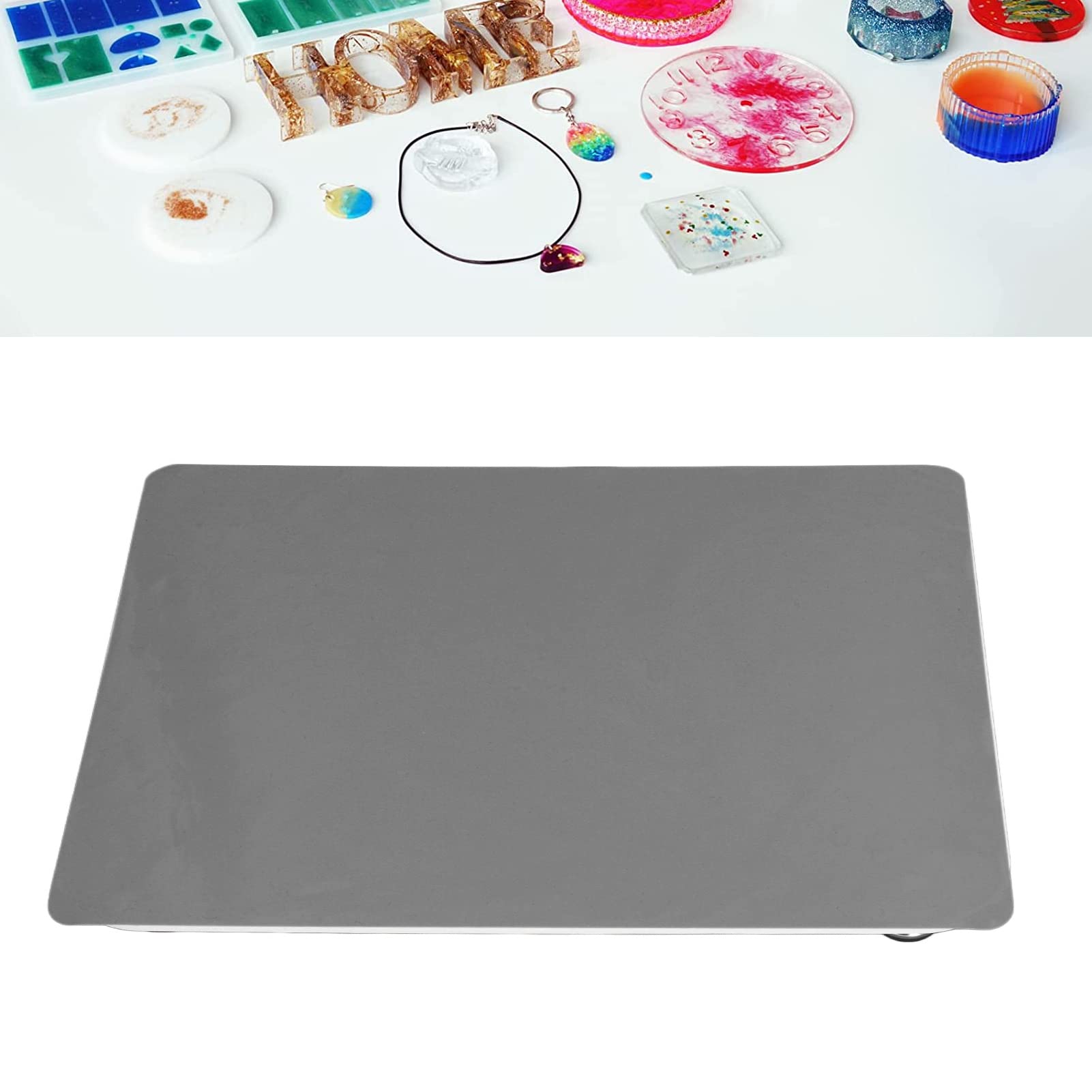 Planche de nivellement réglable avec tampon en silicone gris et plateau acrylique 400x300mm