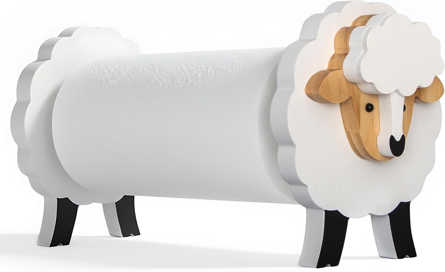 Funny Farmhouse Paper Towel Holder - Sheep Wooden Holder with Adjustable Rods, Rustic Decor for Kitchen, Living Room and Bathroom