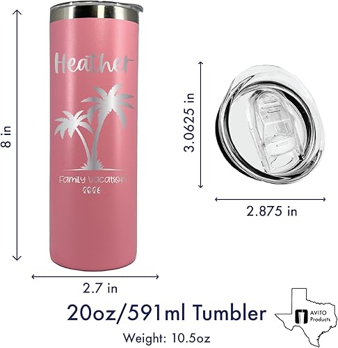 Miniatura 3 de Vaso de vacaciones personalizado de 20 onzas, vaso con tapa y pajilla, vasos de vacaciones familiares, vaso de vacaciones en la playa, regalo de