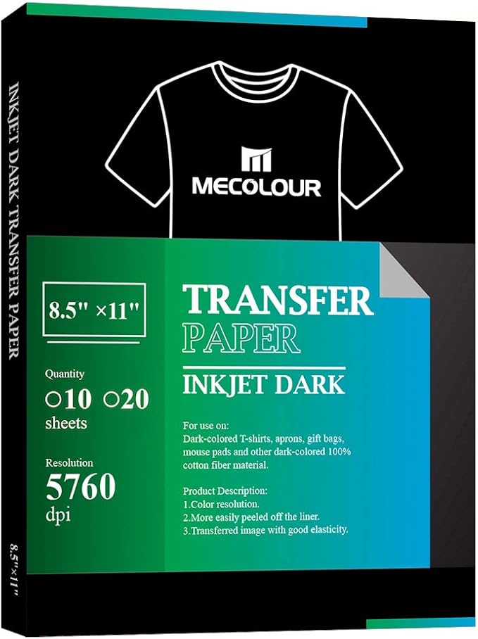 MECOLOUR Inkjet Iron On Heat Transfer Paper 20 Sheets for