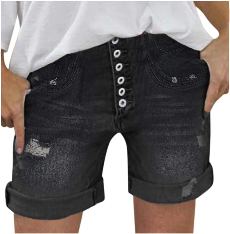 Short En Jean Femme Déchiré Vintage - Denim été, Coupe Moyenne - Parfait Daily, Sortie, Voyage - Taille EU - 3