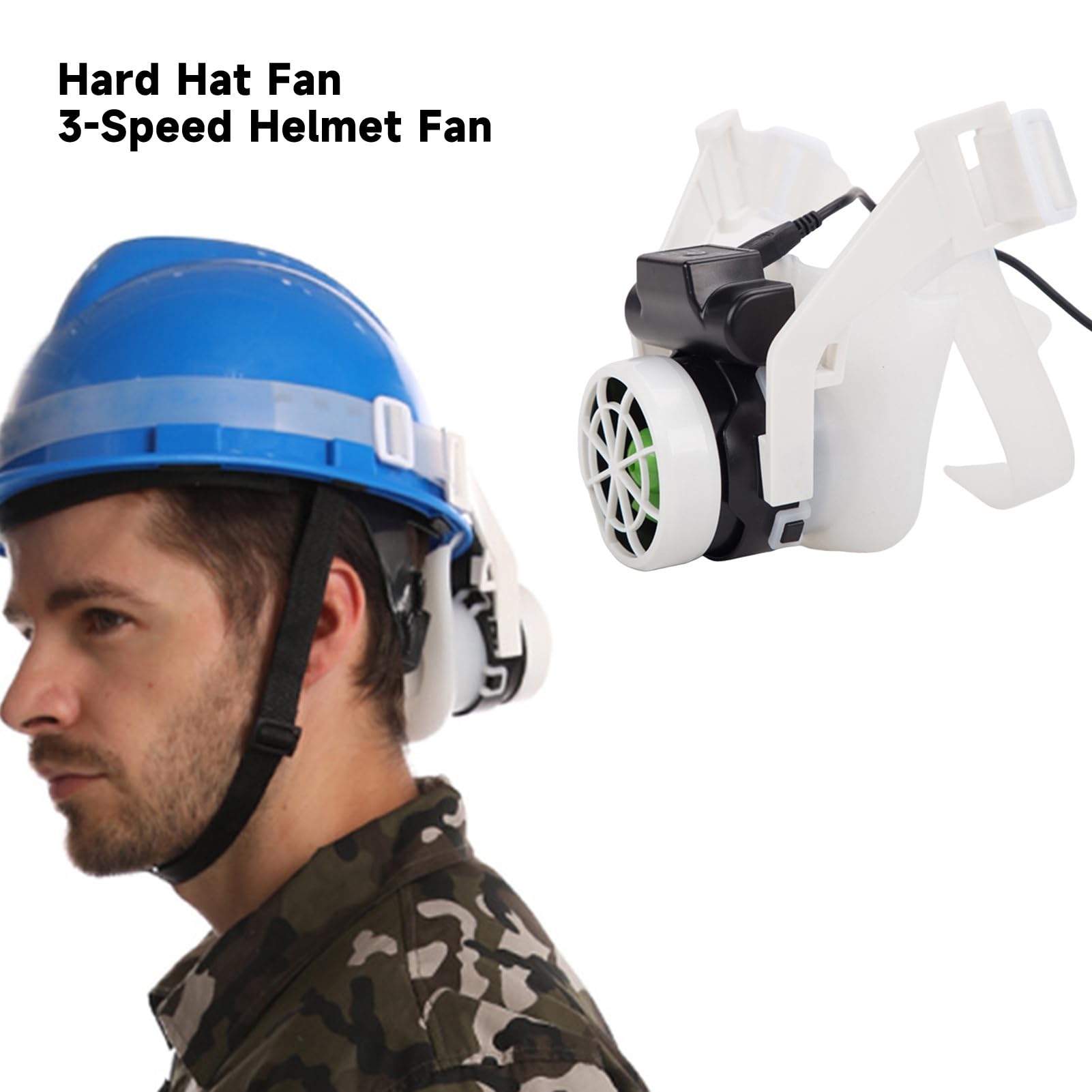 Ventilatore per casco, ventilatore di sicurezza, ventola di raffreddamento per cappelli rigidi e caschi di sicurezza, con 3 velocità regolabile per l'estate all'aperto