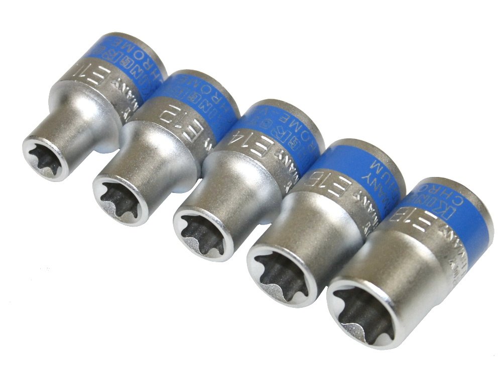 Aerzetix Torx-Steckschlüssel-Set E10 Bis E18 – 5-teilig, 1/2" Antrieb, Aus Chrom-Vanadium-Stahl