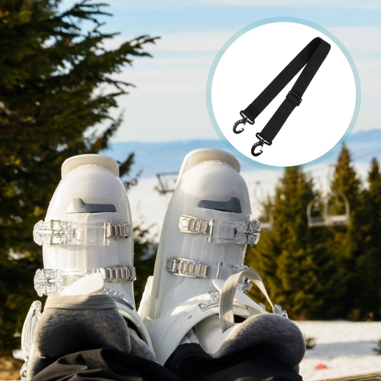 KOMBIUDA 4pcs Ski Boot Carrier Strap Multi-Functional Snowboard Boot Leash for of Ski Gear and Ice Skates Shoulder Sling