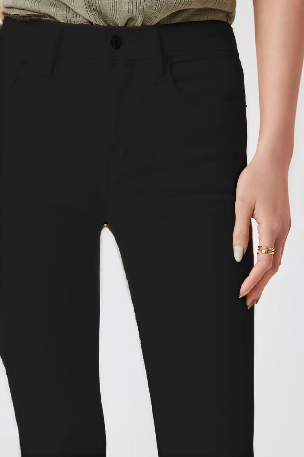 Women's High Waisted Casual Jeans Ripped Vintage Washed Denim with Cuffed Hem - Image 2