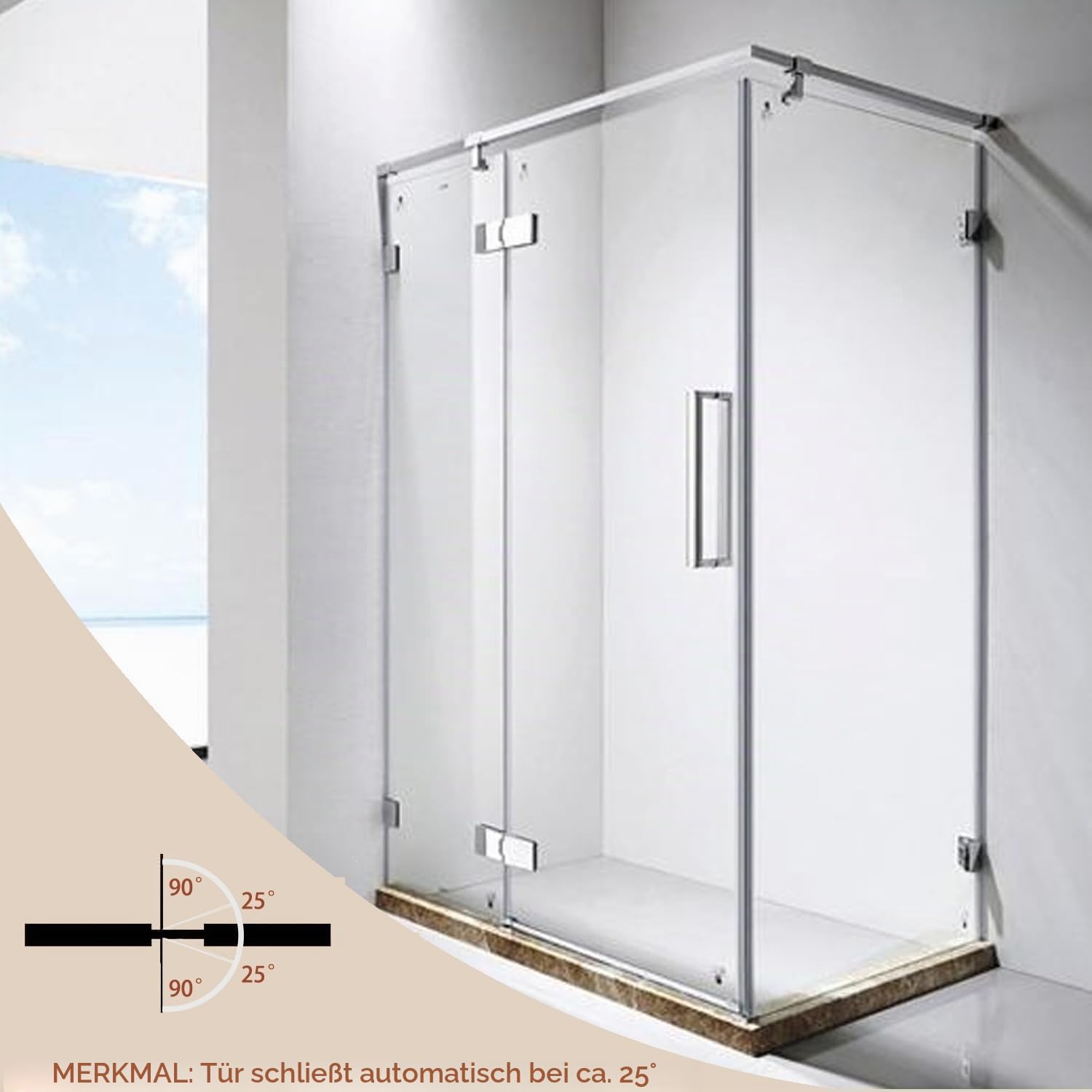 Scharnier für Glastür 3er Set - Hochwertige Scharniere für Glastüren aus 304 Edelstahl mit 90° Öffnungswinkel, 5mm Stärke & 4-Punkt-Befestigung für 8-12mm Glas