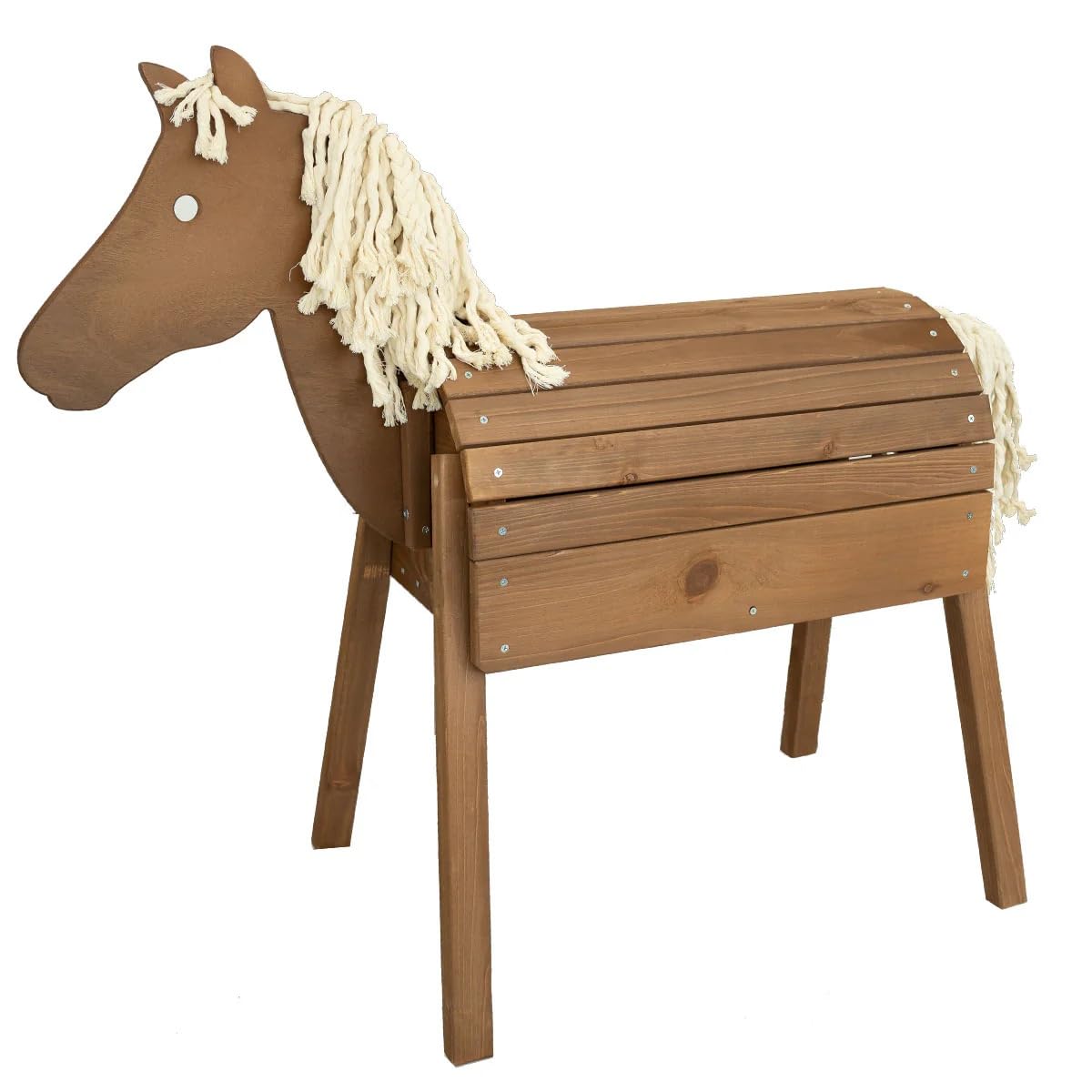 Meppi Outdoor-Pferd Klein - Holzpferd für Kinder - braun - Reitpferd für den Garten