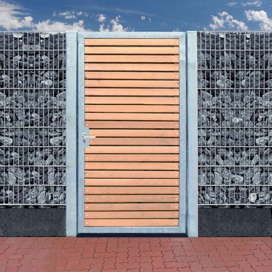 Törchen 105 x 180cm 1-flügelig Verzinkt + Holz Tor Gartentor Holztor Pforte Tor mit Pfosten