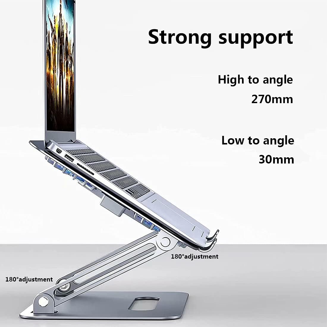Adjustable Laptop Stand for Desk, Laptop Stand Ergonomic Keyboard Tray Computer Holder Aluminium Alloy Notebook Stand with Cooling Fan Compatible with Most Laptops Under 17 Inches