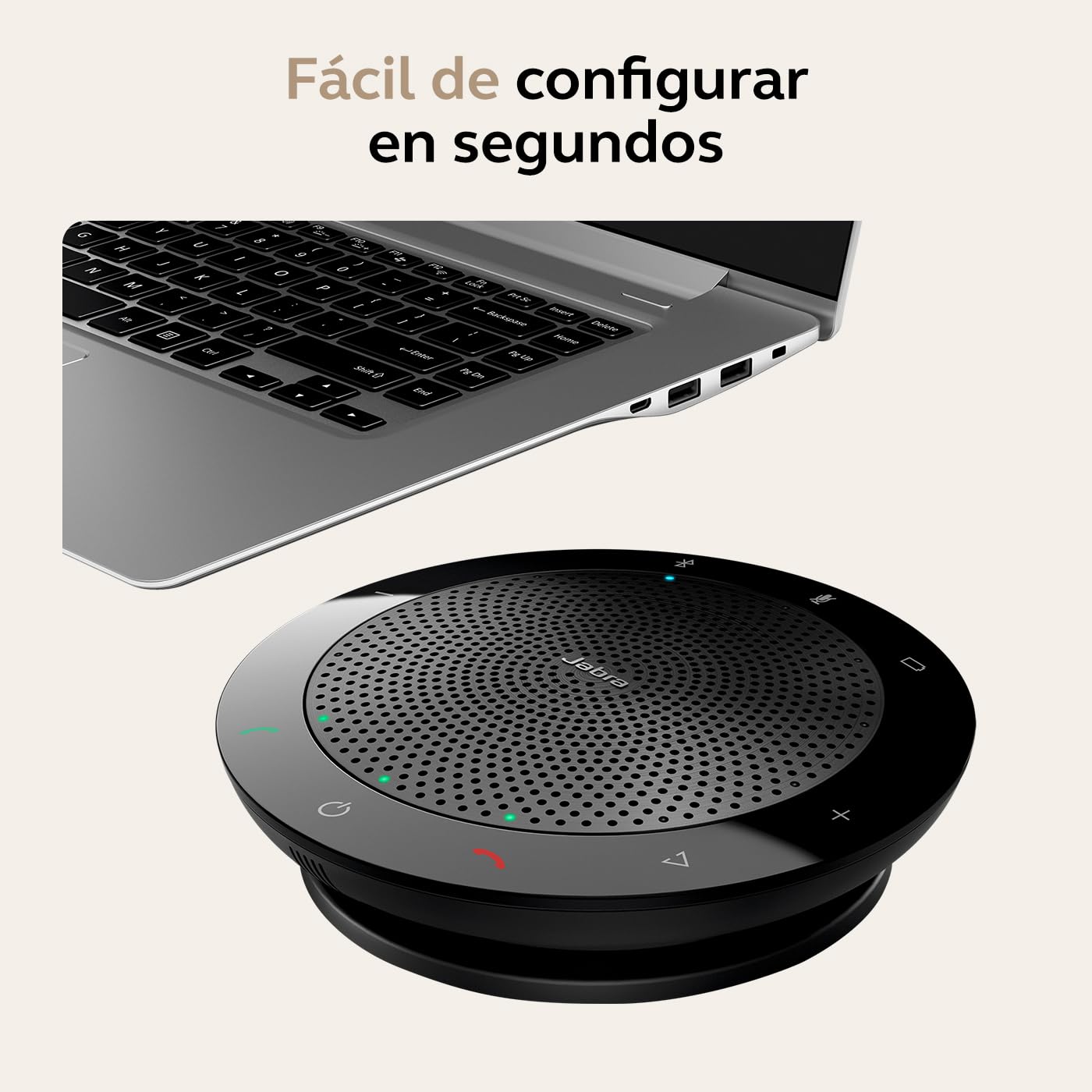 Jabra Speak 510+ - Altavoz Portátil para Conferencias con USB y Adaptador Bluetooth - Certificado por Microsoft - Compatible con PC, Smartphones y Tabletas