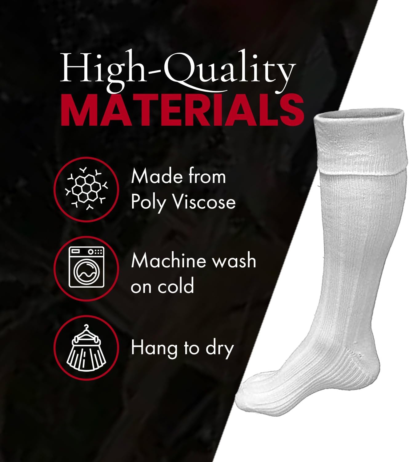 UT Kilts Hose, Traditional Scottish Socks for Kilts, Ribbed Design, Pull Up To Cuff Over Your Hose Flashes - Image 4