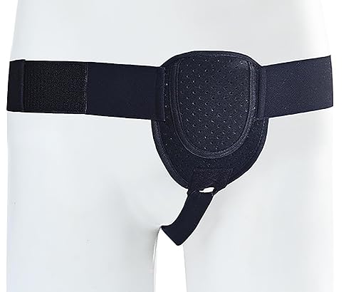 YIKANGHENG Cinturón de hernia para hombre, correa de cintura ajustable de tamaño mediano con almohadillas de compresión extraíbles para soporte de