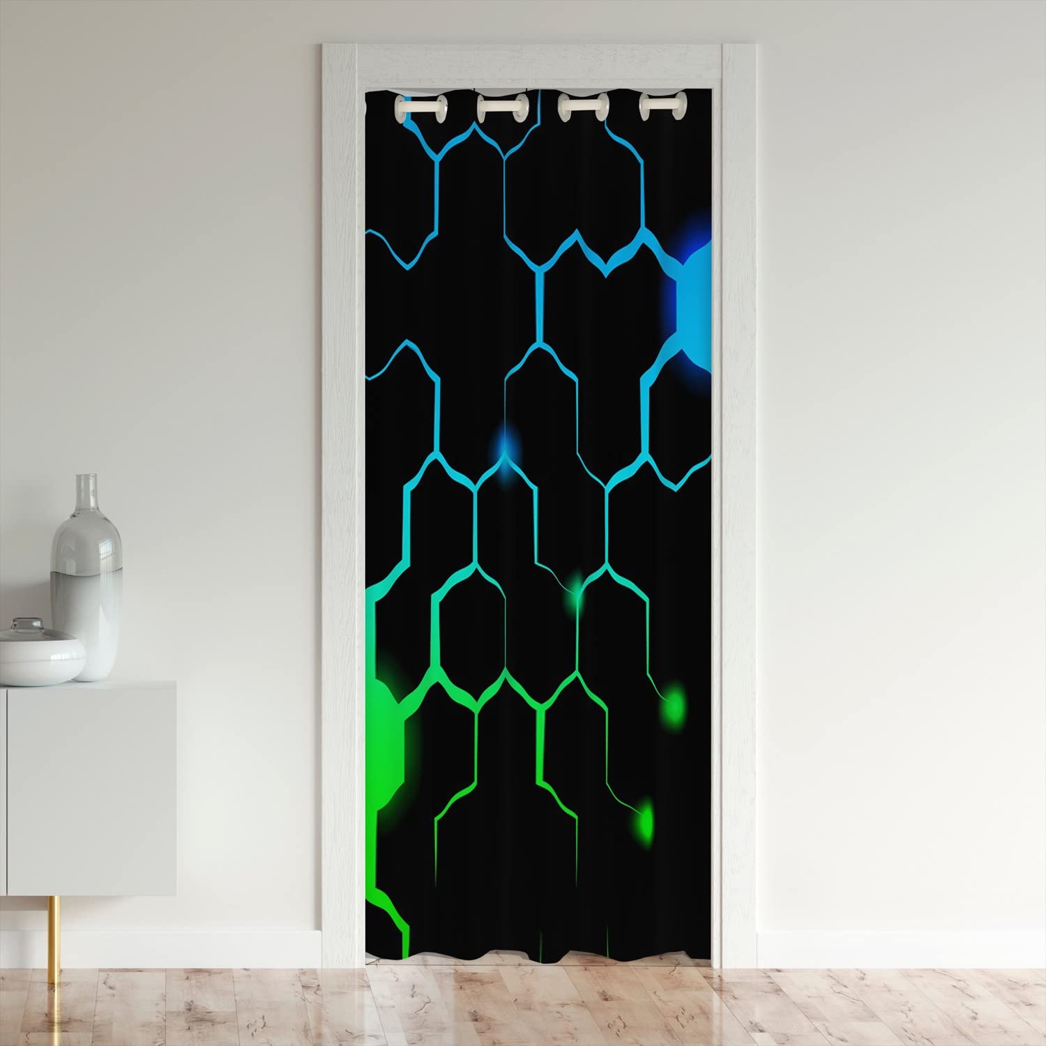 Rideau de porte 86x203 nid d'abeille Loussiesd panneau séparateur de pièce placard