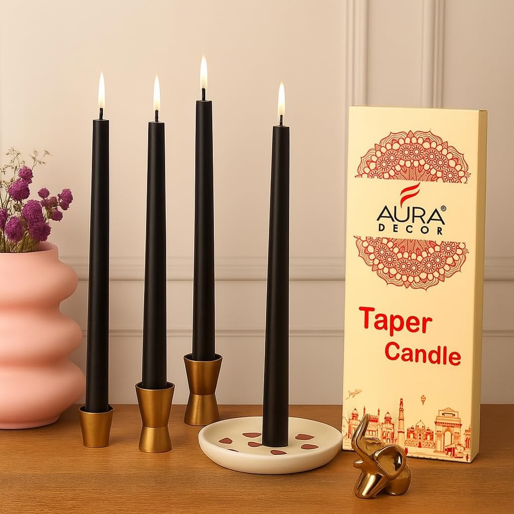 Ivory Taper Candles - Dripless & Long Burning -4