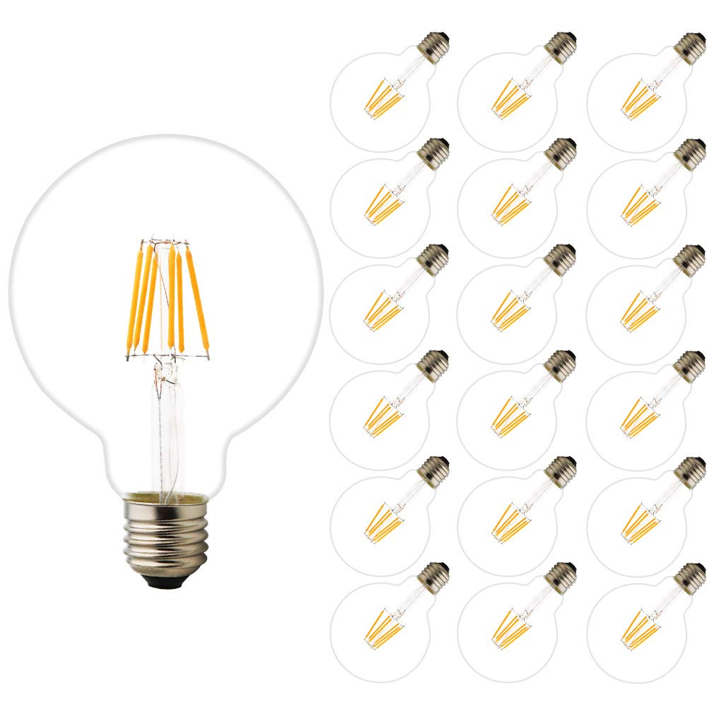 18X E27 Bombillas Edison Retro G95 Bombilla Vintage 6W LED Blanco Cálido 2200k,LED Bombilla Filamento AC 220V