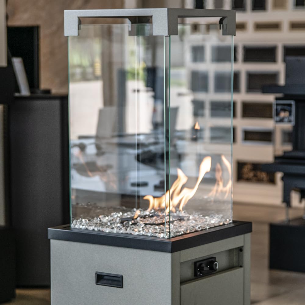 KRATKI Stufa da terrazza a gas 144,4 x 37 x 37 cm 8,2 kW con riduttore | Riscaldatore a gas per patio, 8,2 kW, con riduttore, per giardino, giardino, caminetto, patio, esterno; Potenza nominale 8.2