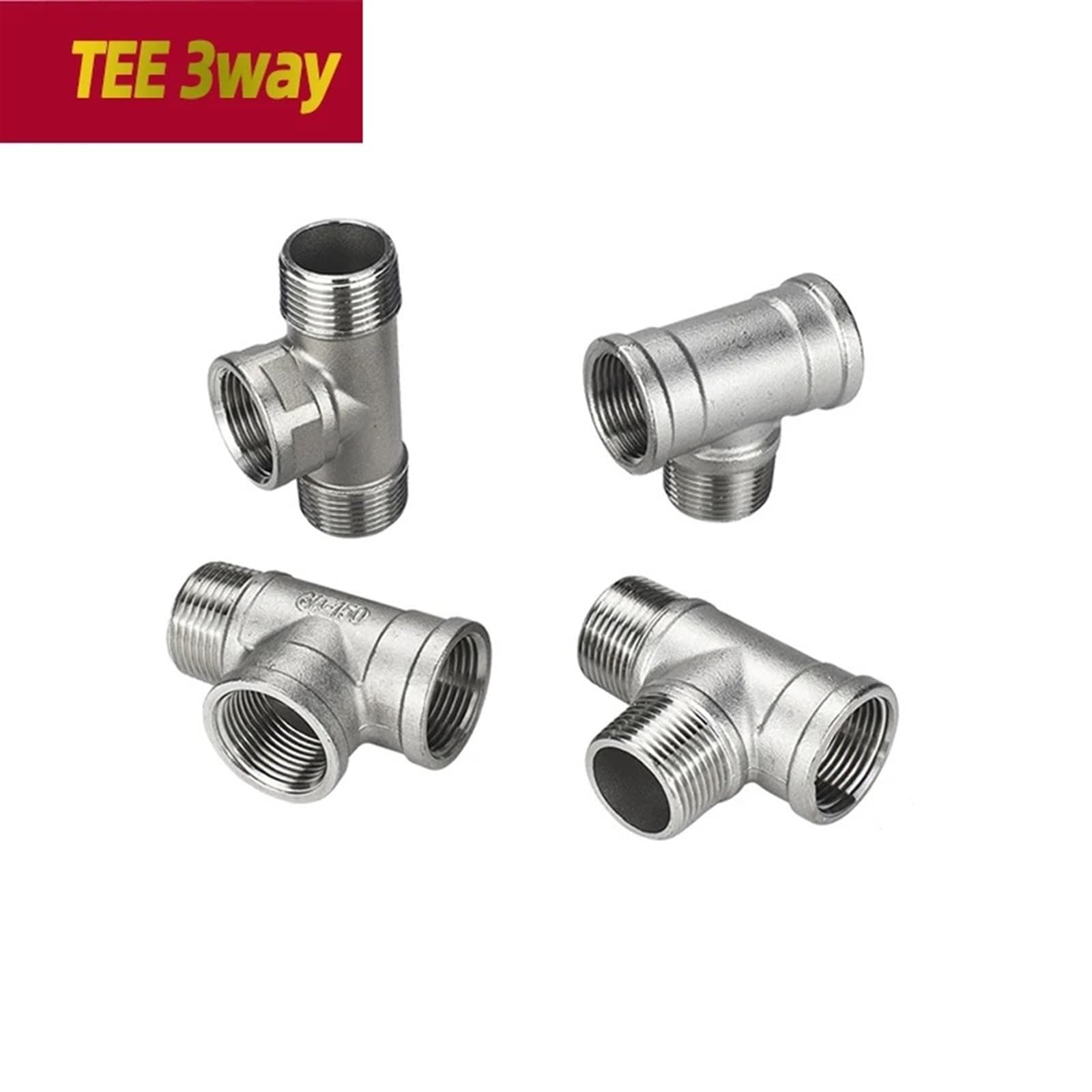 Jonction té pour tuyauterie Raccord en T fileté mâle et Femelle en Acier Inoxydable Raccords de tuyauterie de plomberie 3 Voies en Acier Inoxydable pour Tuyau(304DN20-mmf)