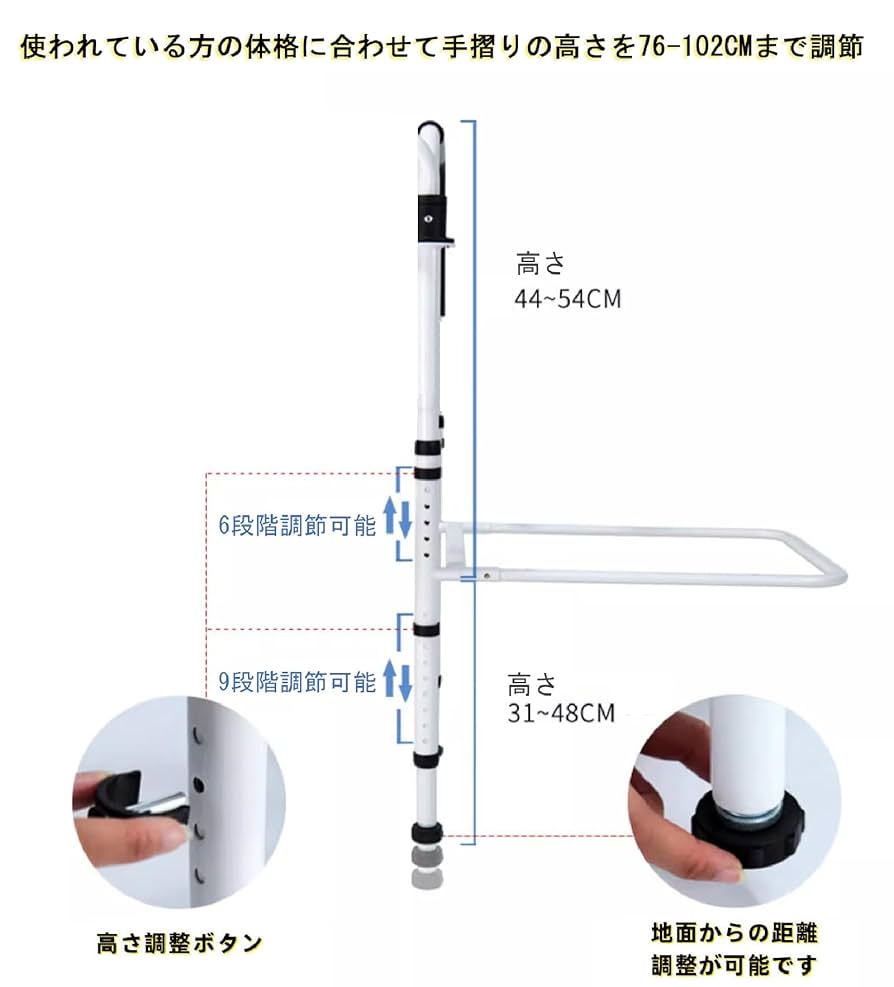 ♿介護ベッド用 手すり (立ち座りの負担を楽に⭐角度調節)【取扱説明書付】 ART 電動ベッド 介護向けベッド ベッド用 手すり サイドサポート
