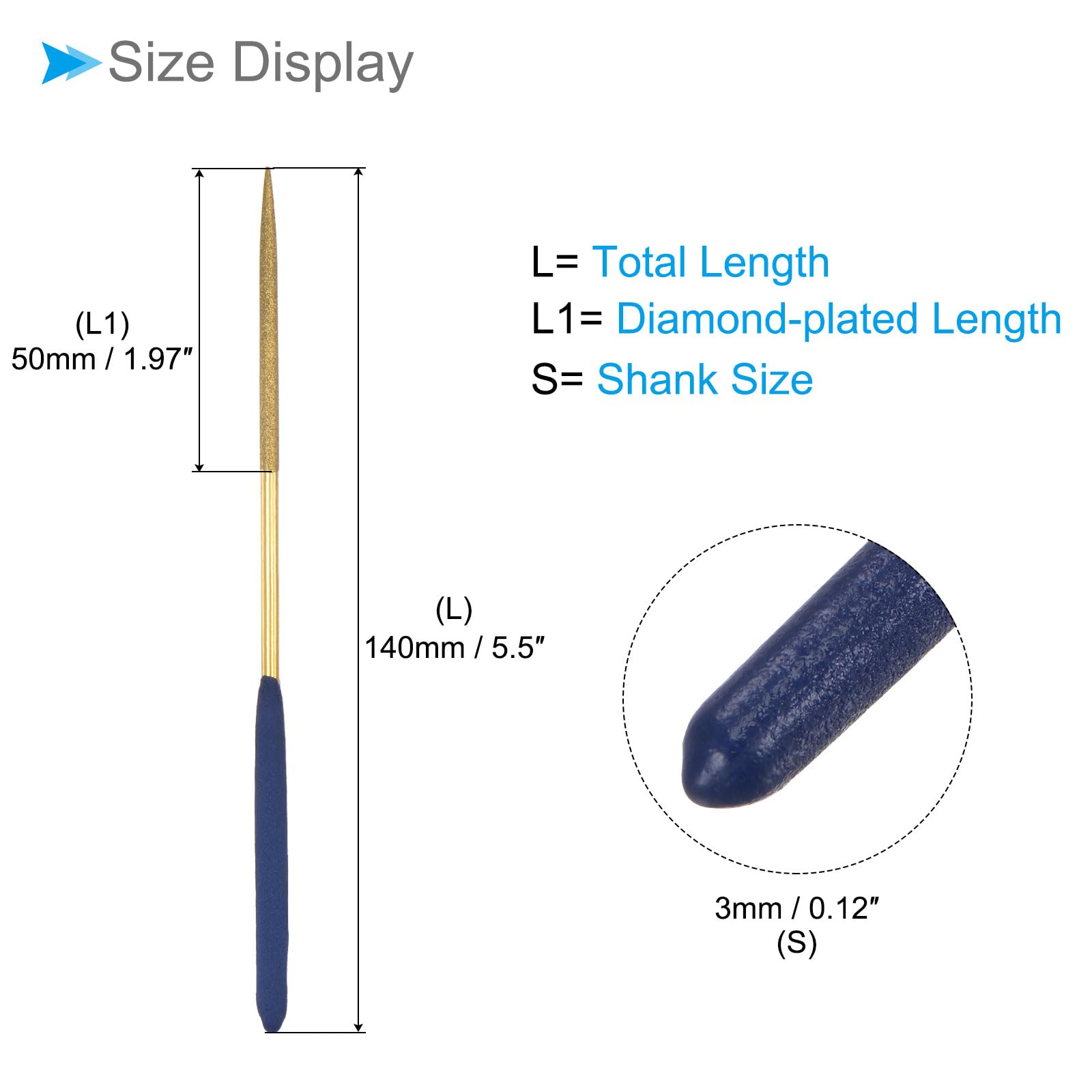 CoCud Diamond Coated Needle File,, 3x140mm - Image 2