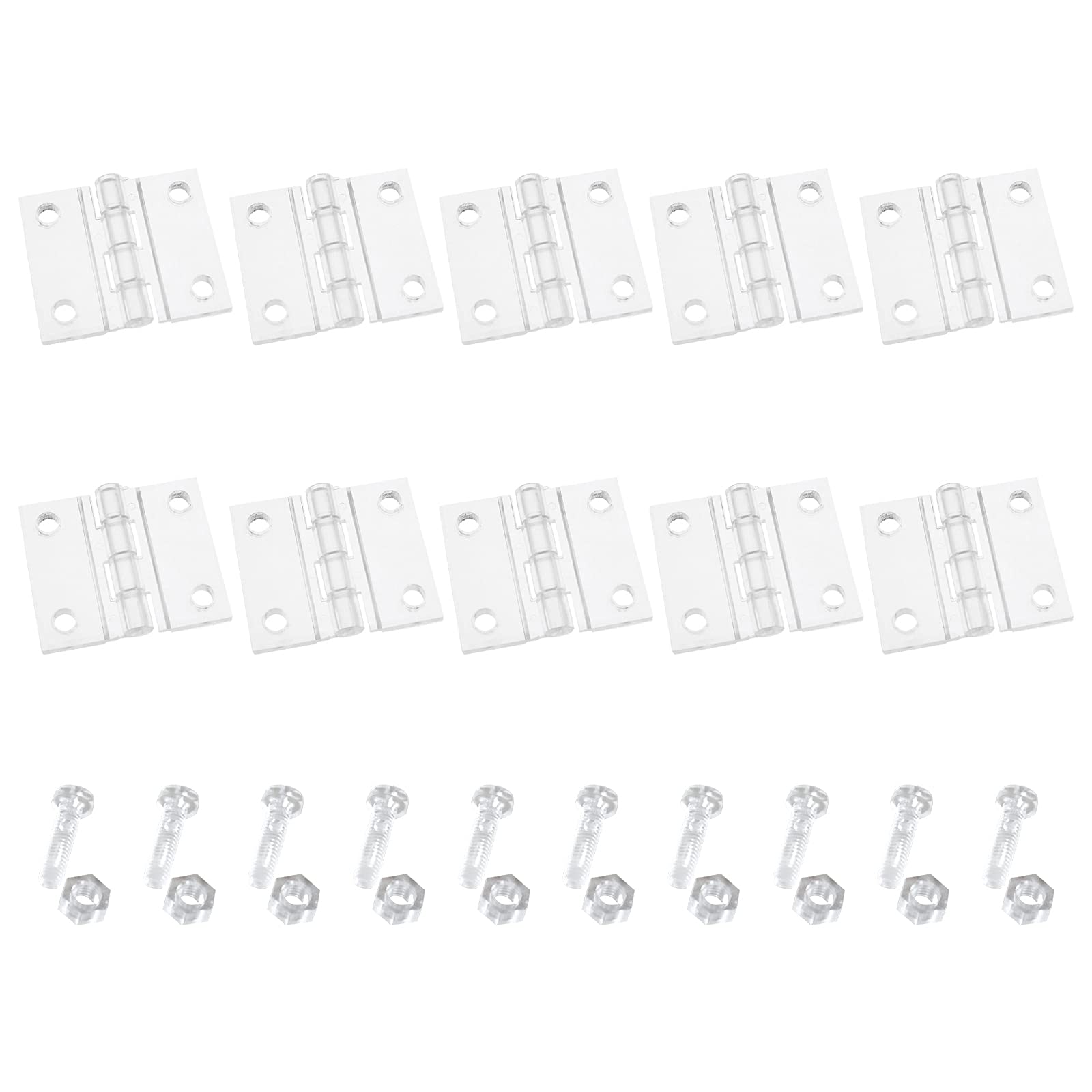 Increway 10Pcs Transparent Acrylic Hinge, Transparent Folding Hinge Acrylic Plastic H Hinges With Screws For Gift Box Glass Cabinet Door(45×38Mm)