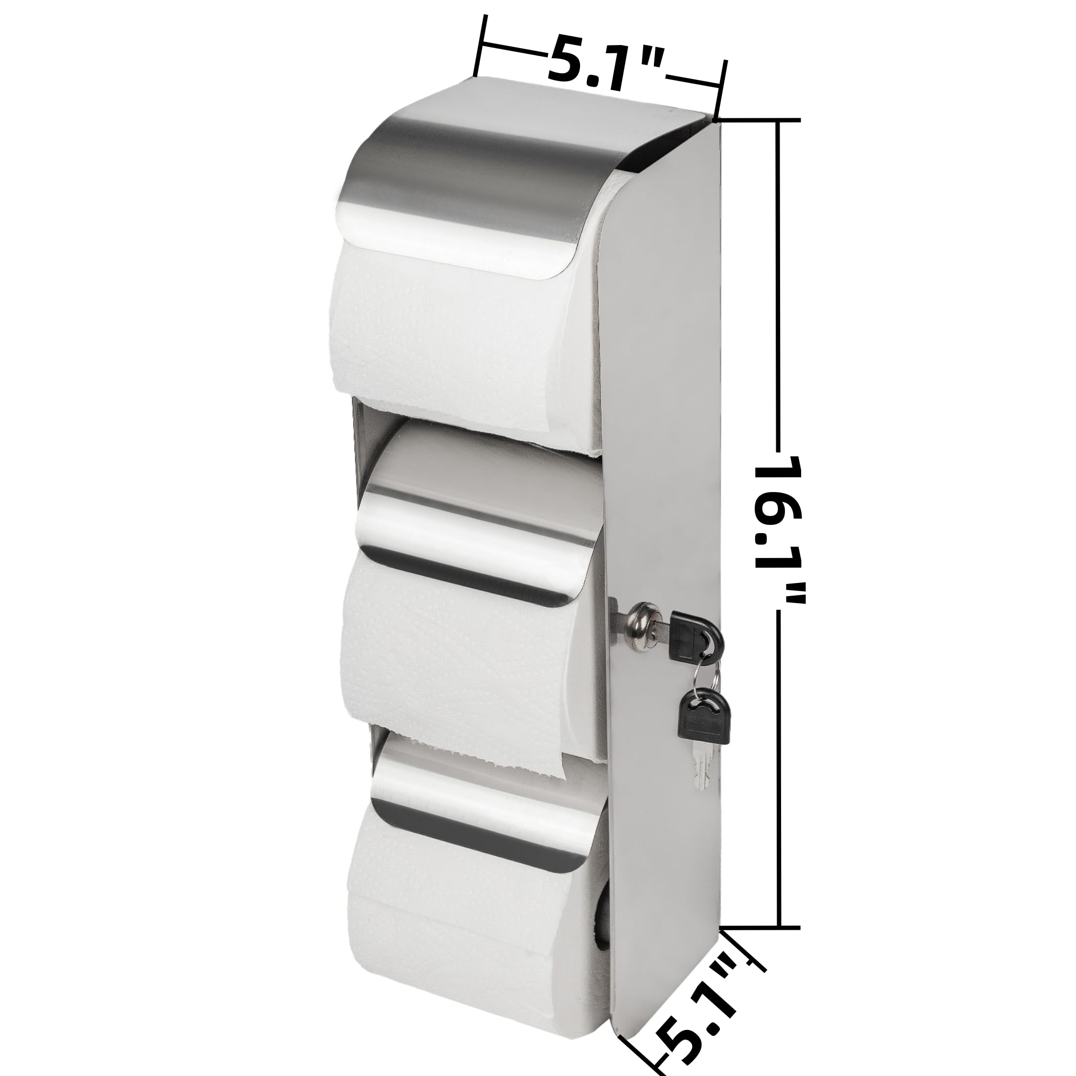 Desyeryamimi Portarrollos de Papel Higiénico Comercial con Cerradura, Dispensador de Acero Inoxidable de 3 Rollos, Montaje en Pared