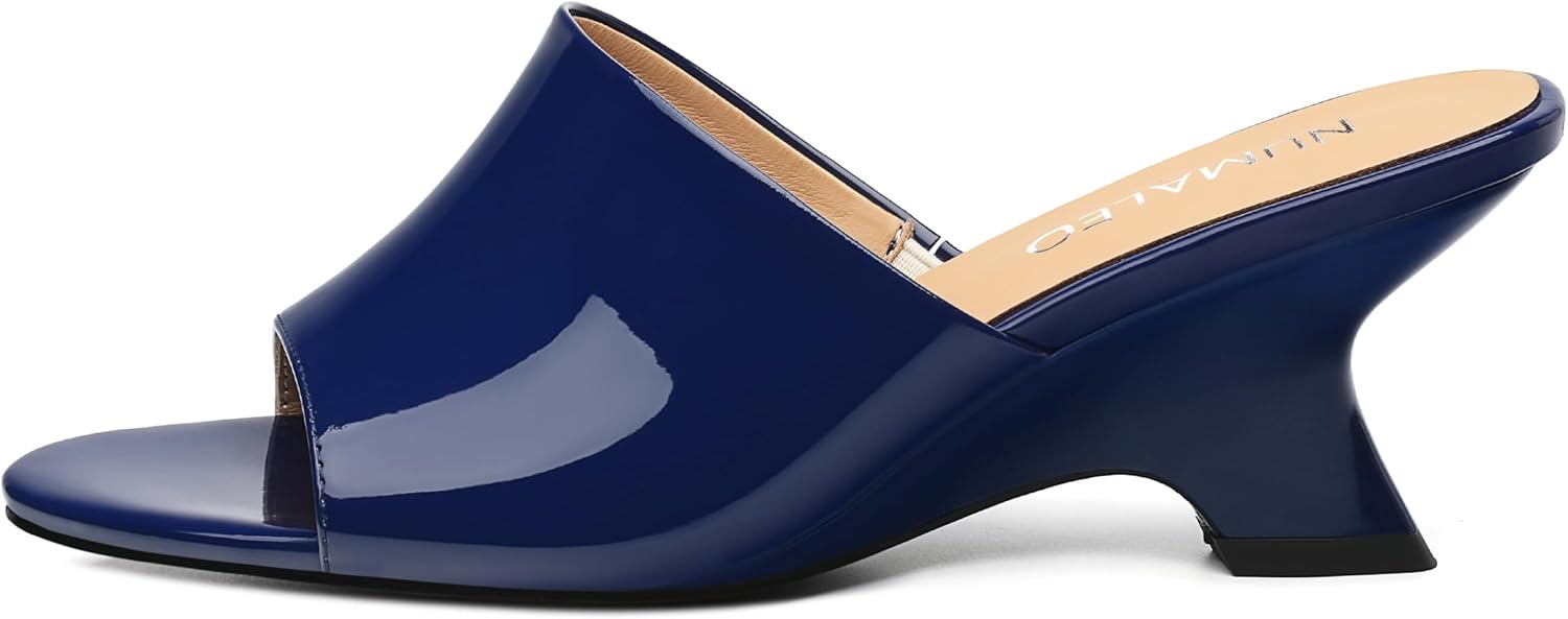 NUMALEO Women's Comfortable Low Kitten Heels Sandals, Slip-On Open Peep Toe Wedge Slide Mules, Summer Dress Shoes for Party, Homecoming, Daily Wear - Image 4