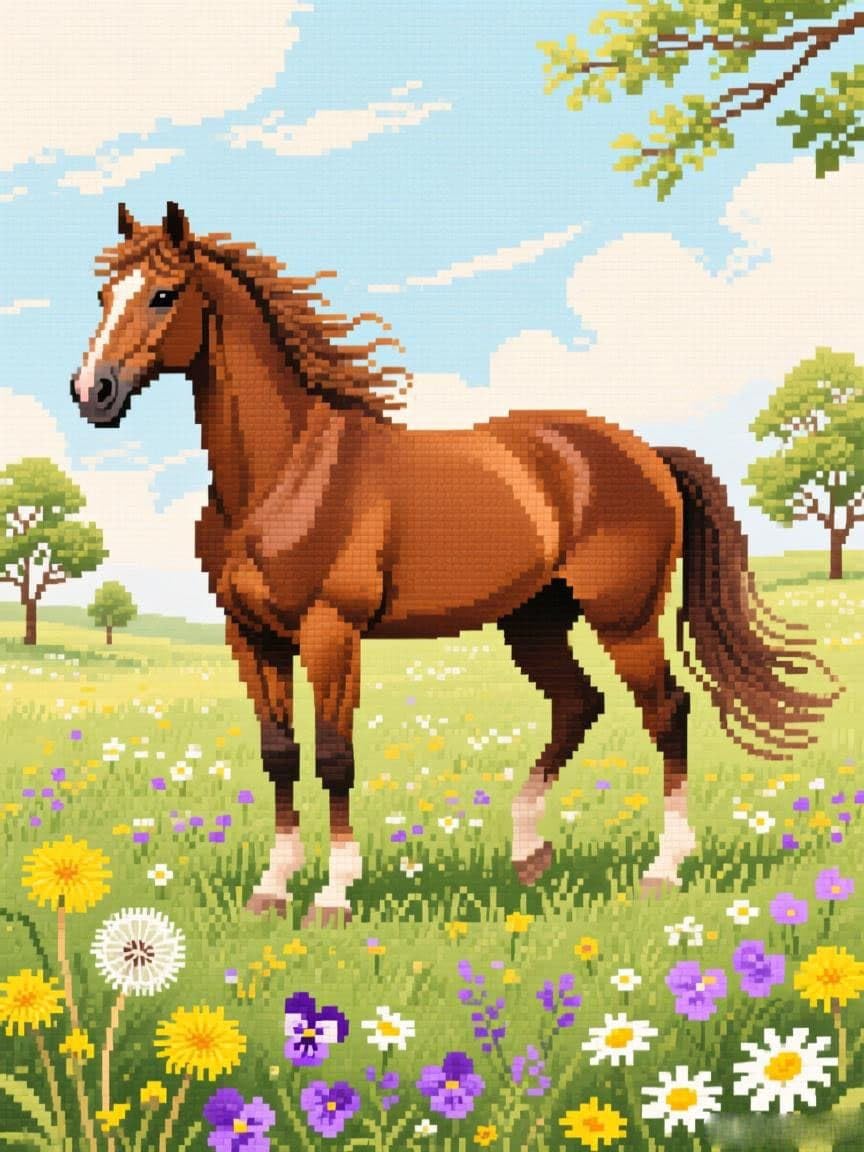 WallustrioaW Cross Stitch Kits,Horses on the Farm,DIY Needlework Kits 11CT Stamped Cross Stitch for Beginners Adults Home Bedroom Decoration,16x20in