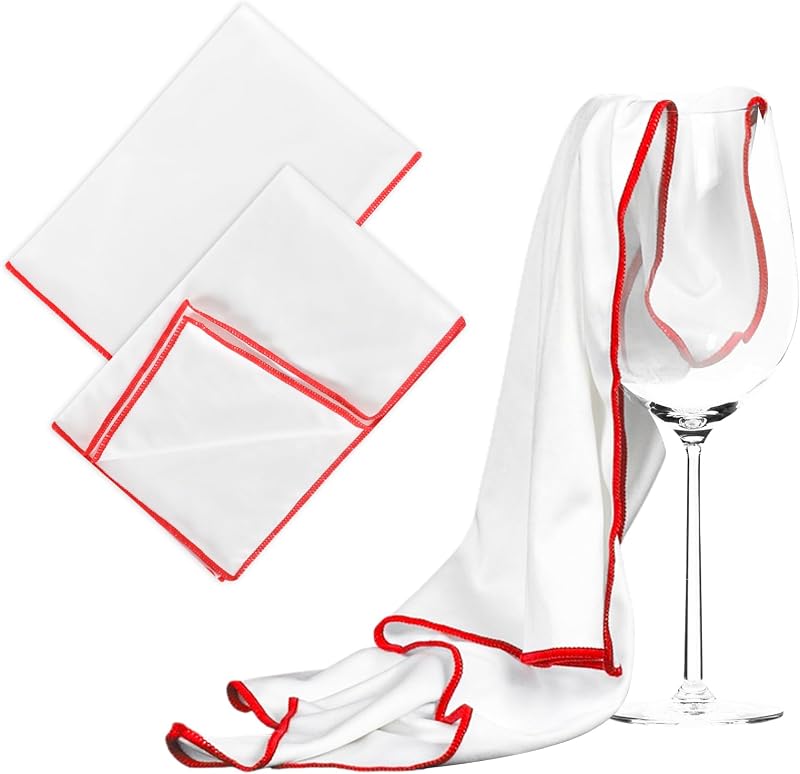 2pcs Chiffon de Polissage en Microfibre, Large Chiffons de Nettoyage pour Verre, Chiffon Vitre Professionnel Anti-Rayures et Sans Traces, Idéal pour Vitres, Verres à Vin - 60 x 45 cm (23.6" x 17.7")