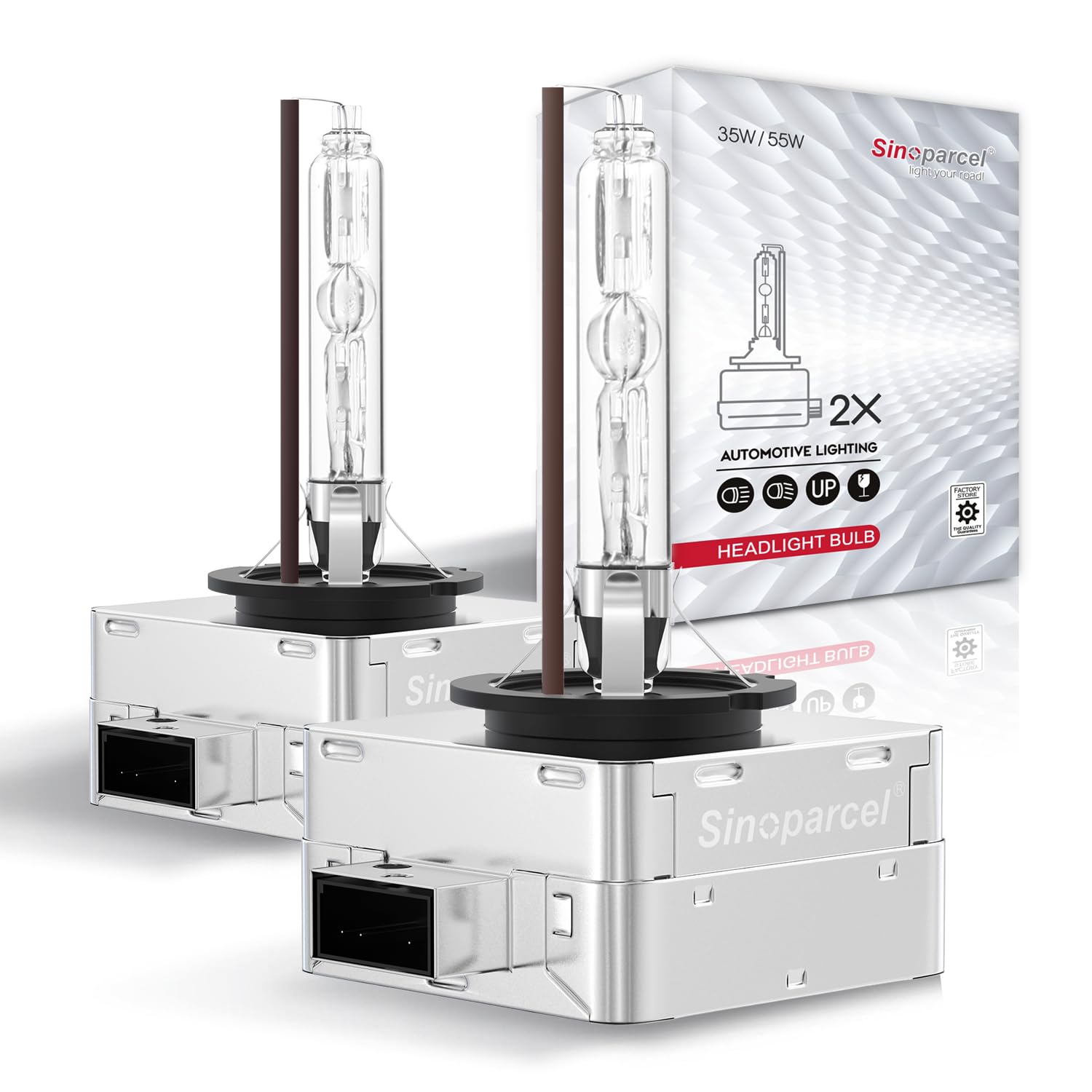 Sinoparcel D1S Xenon HID Headlights Bulb - 4300K 35W Replacement Lights -2 Yrs Warranty- Pack of 2