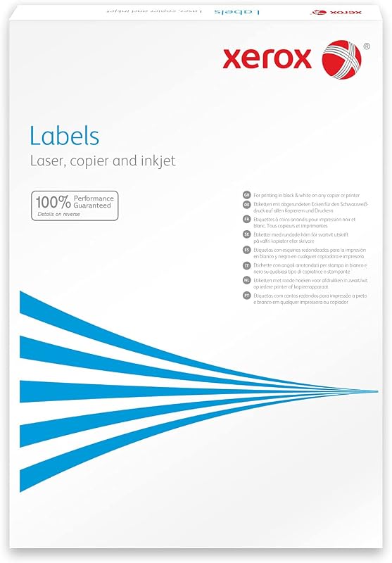 Etiquetas autoadhesivas universales Xerox 1 etiqueta por hoja A4 210 x 297 mm Blanco 100 hojas 70 g/m² 14 etiquetas /Blanco fuego