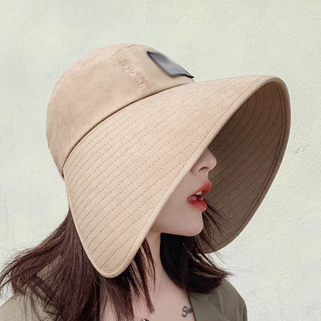 Sombrero de Mujer Sombrero de Verano Sombrero de Protección Solar de Ala Grande de Moda Sombrero de Playa Sombrero de Cola de Caballo Visera de Viaje (Color : Orange, Size : One Size) (Beige One Size