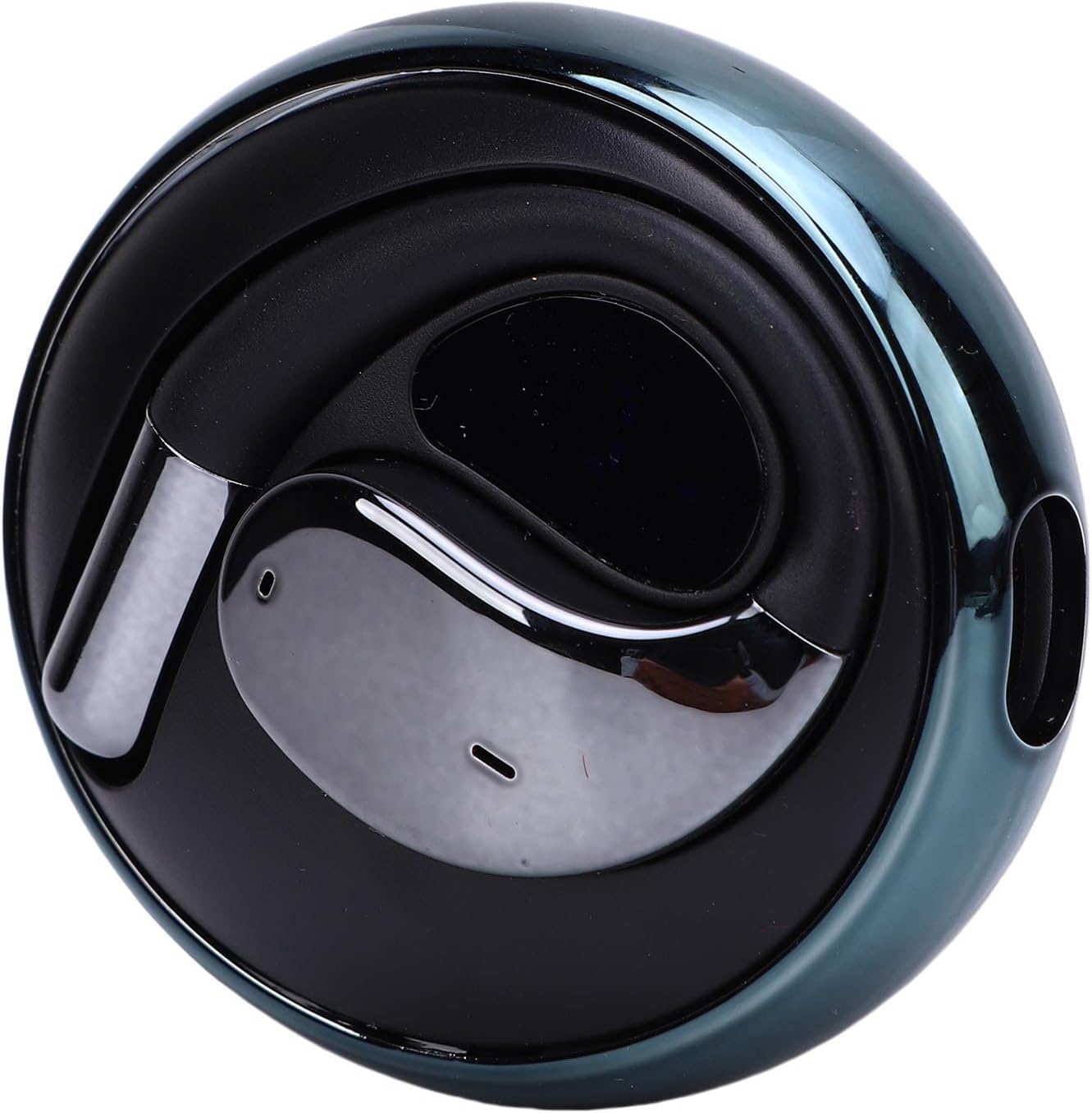 One Luqeeg AI Translation Earbud placed inside its compact charging case.