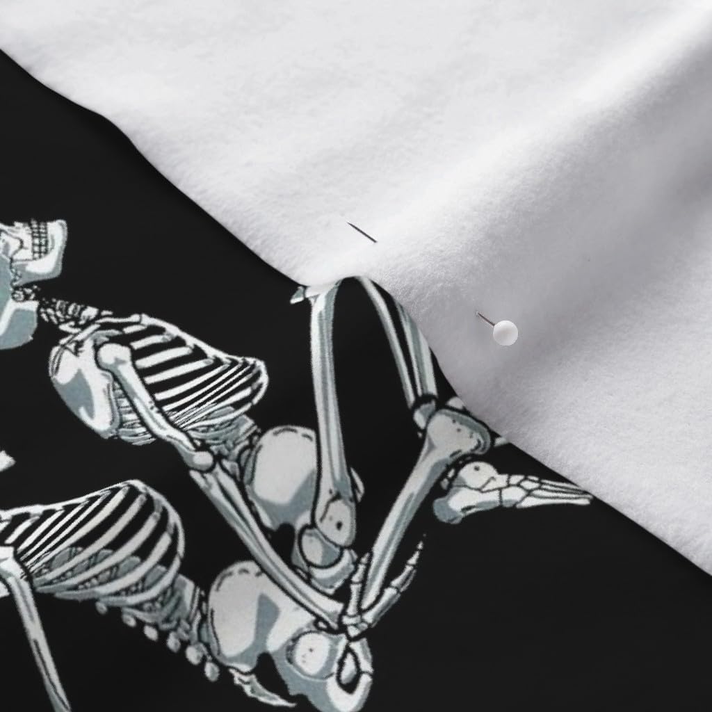 Spoonflower Fabric - Skeleton Halloween Bone Love Black Skull Printed on Polartec(R) Fleece Fabric by The Yard - Sewing Blankets Loungewear and No-Sew Projects