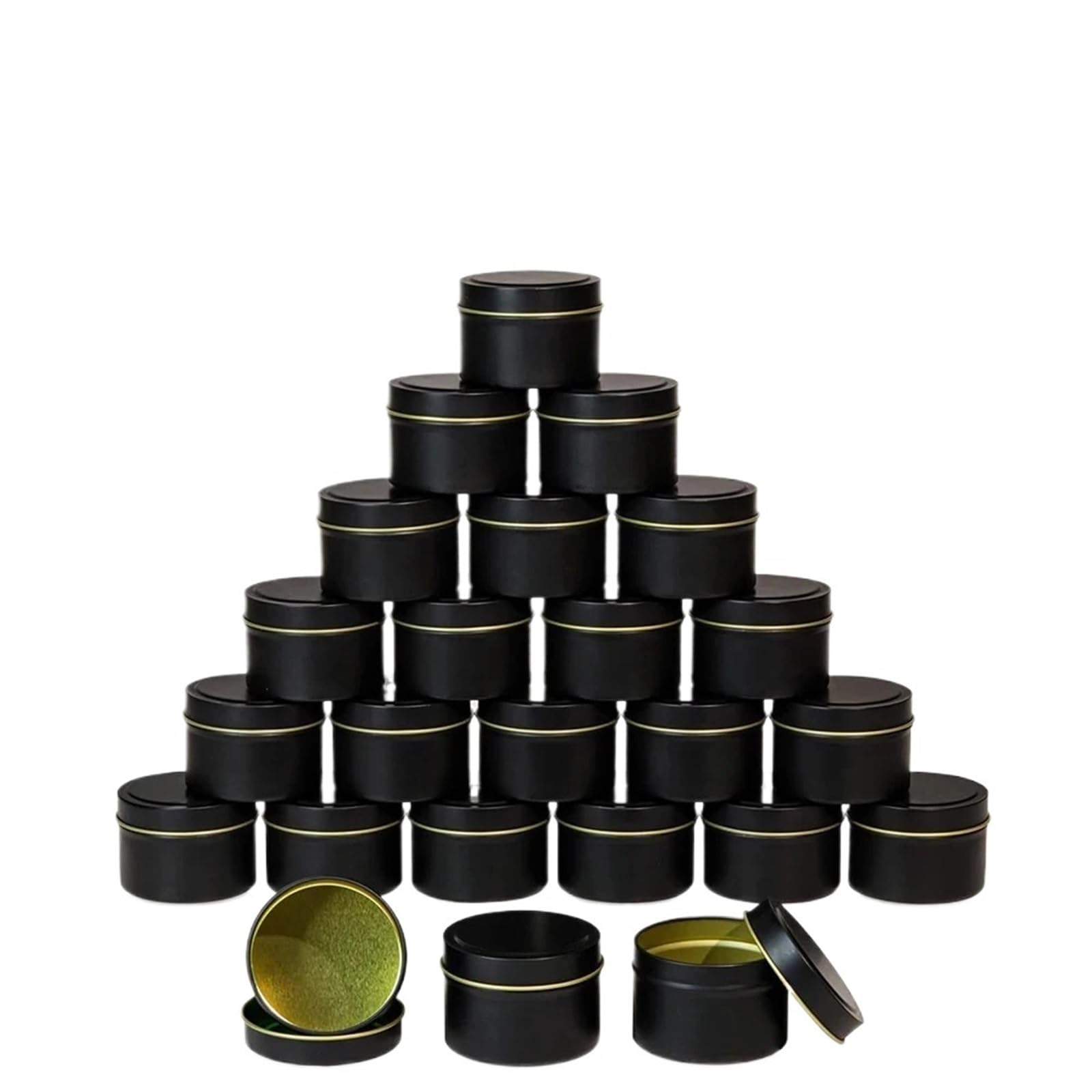 Xinglongs Candle Jars 24PCS 4oz/ 8oz Candle tins with lids Matte Black Candle Jars Round Empyt Candle Containers for DIY Candle Making(Black 4oz)