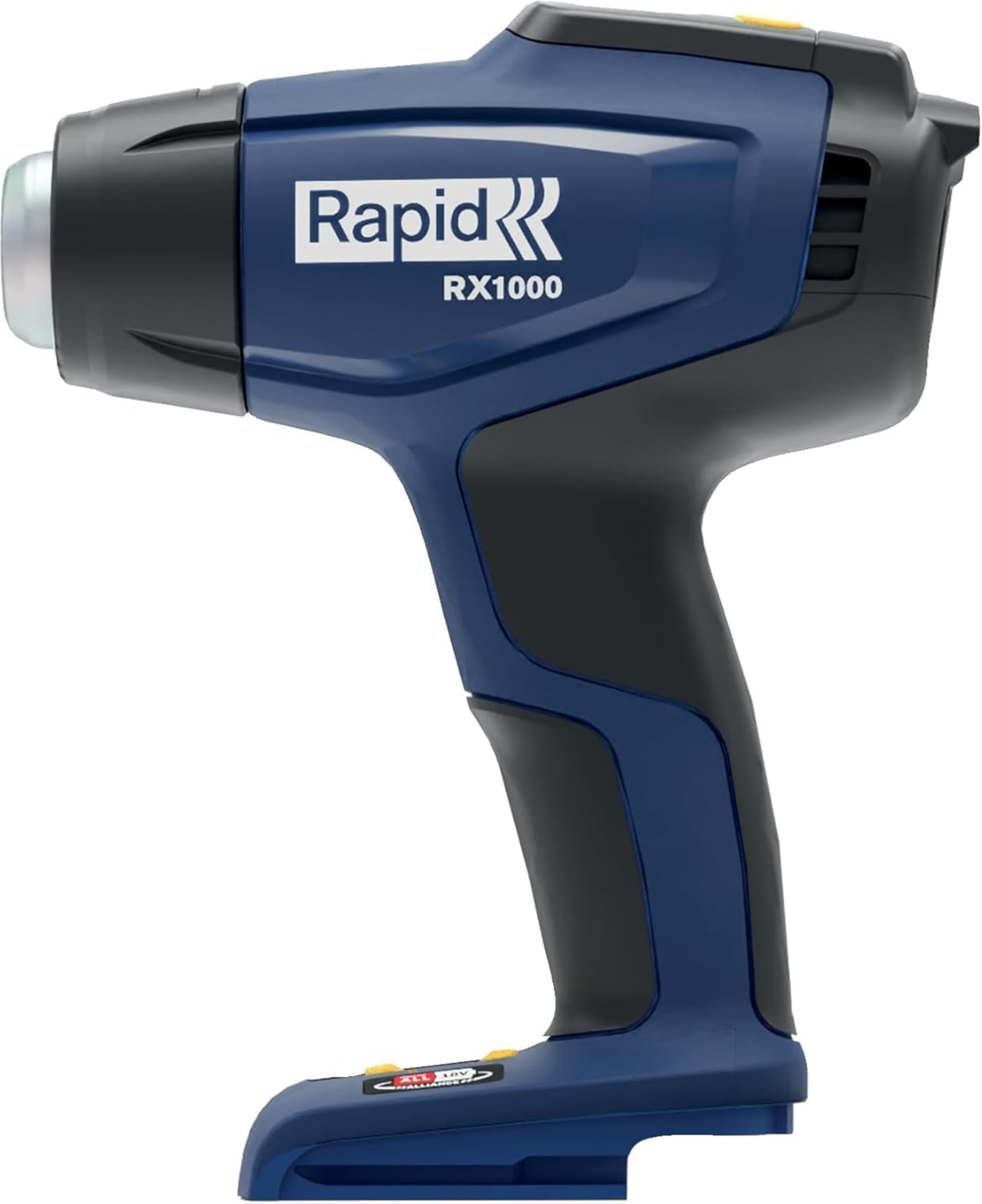 Rapid RX1000 Pistola de Aire Caliente con Sistema 18V Power for All, Calor Regulable hasta 550°C, Pantalla LCD, Calentamiento Rápido, 2 Flujos de Aire, Sin Batería