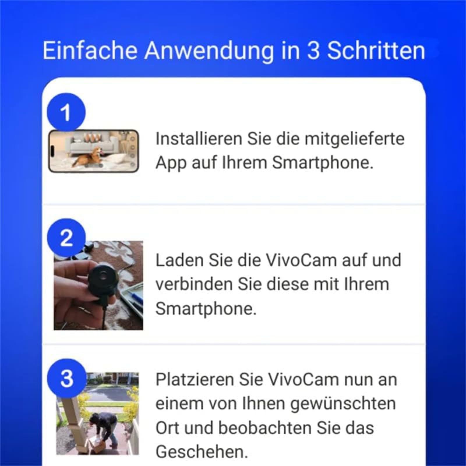 Festberg VivoCam WiFi Mini Kamera 720P HD, Drahtloser Video Rekorder Für Wohnmobil, LKW Und Anhänger (Schwarz)