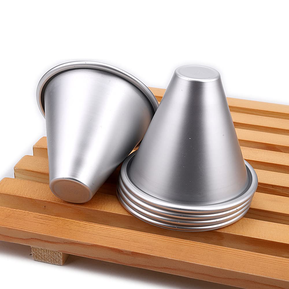 LoBake 5pcs per lot 3 Sizes Cone Conus Shape Aluminium Alloy Tart Jelly Pudding Tarte Tart Mold Tin Ice Cream Molds for DIY Baking Supplies (Big Size)