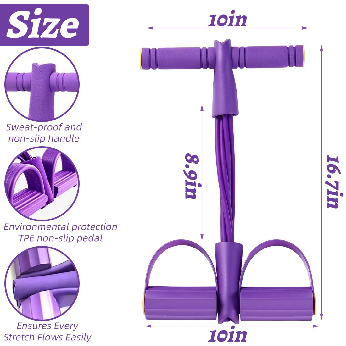 Fascia di Resistenza Fitness, Corda Elastica a 6 Tubi per e Stretching, attrezzo per addominali,per Addominali, Vita e Allenamento a Casa