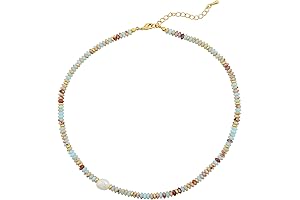 Multi-Colored Stone & Beaded Freshwater Pearl Necklace