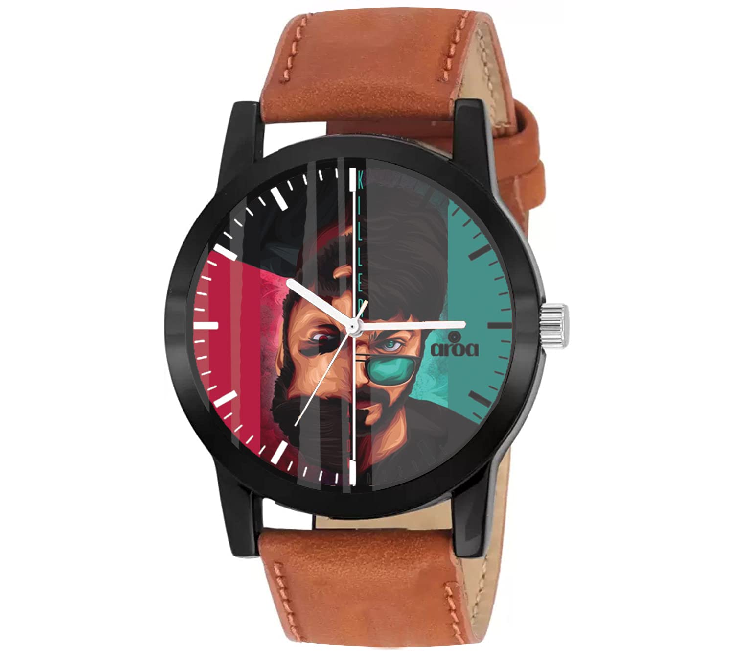 AROA Watch New Watch for Thalapthy Vijay Bad and Evil Master Black Metal Type Analog Brown Strap Watch Black Dial for Men Stylish Watch for Boys (B0C1CPN3CX) Amazon Price History, Amazon Price Tracker