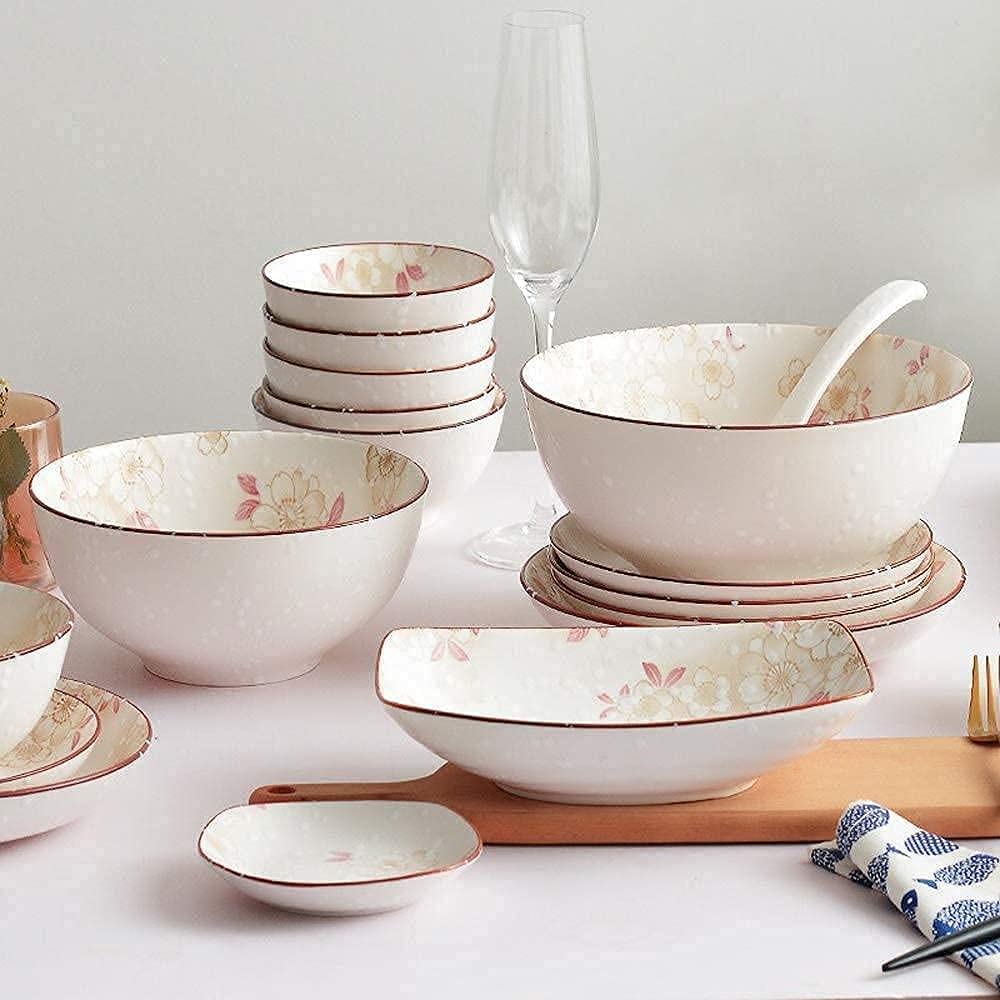Amazon.com: Dinnerware Sets Dish Set,56-Piece Ceramic,Flower Combi