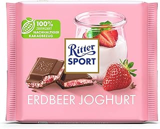 Ritter Sport Erdbeer Joghurt 100 g, Vollmilchschokolade gefüllt mit lockerer Erdbeer-Joghurt-Creme, fruchtig & sommerlich,...