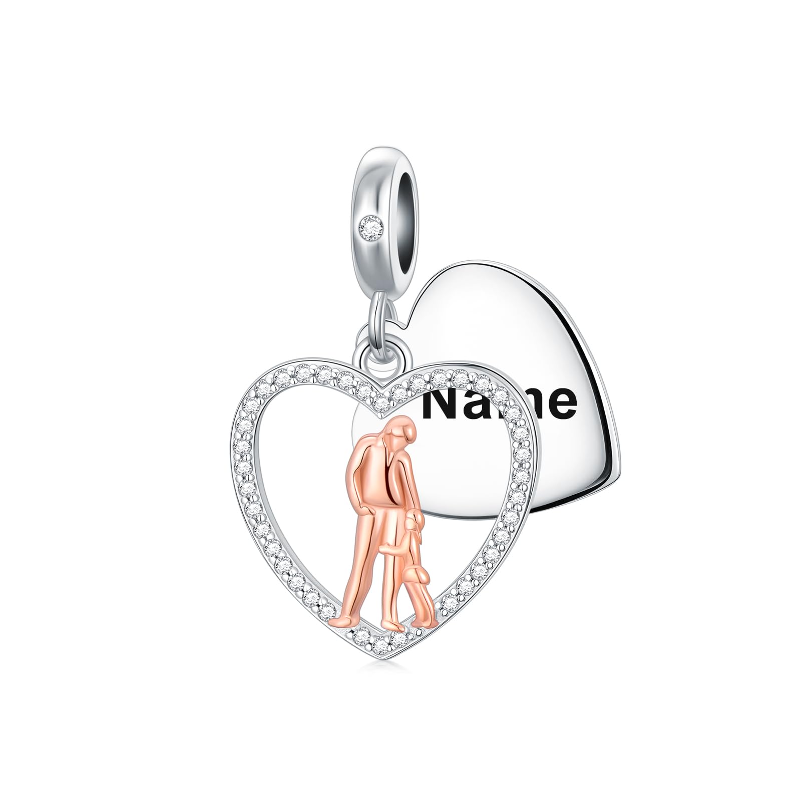 PROESS Father Mother Daughter Charm fit Charms Bracelet Sterling Silver Charms for Bracelets Birthday Valentines Day Gifts for Daughter Mother Lover