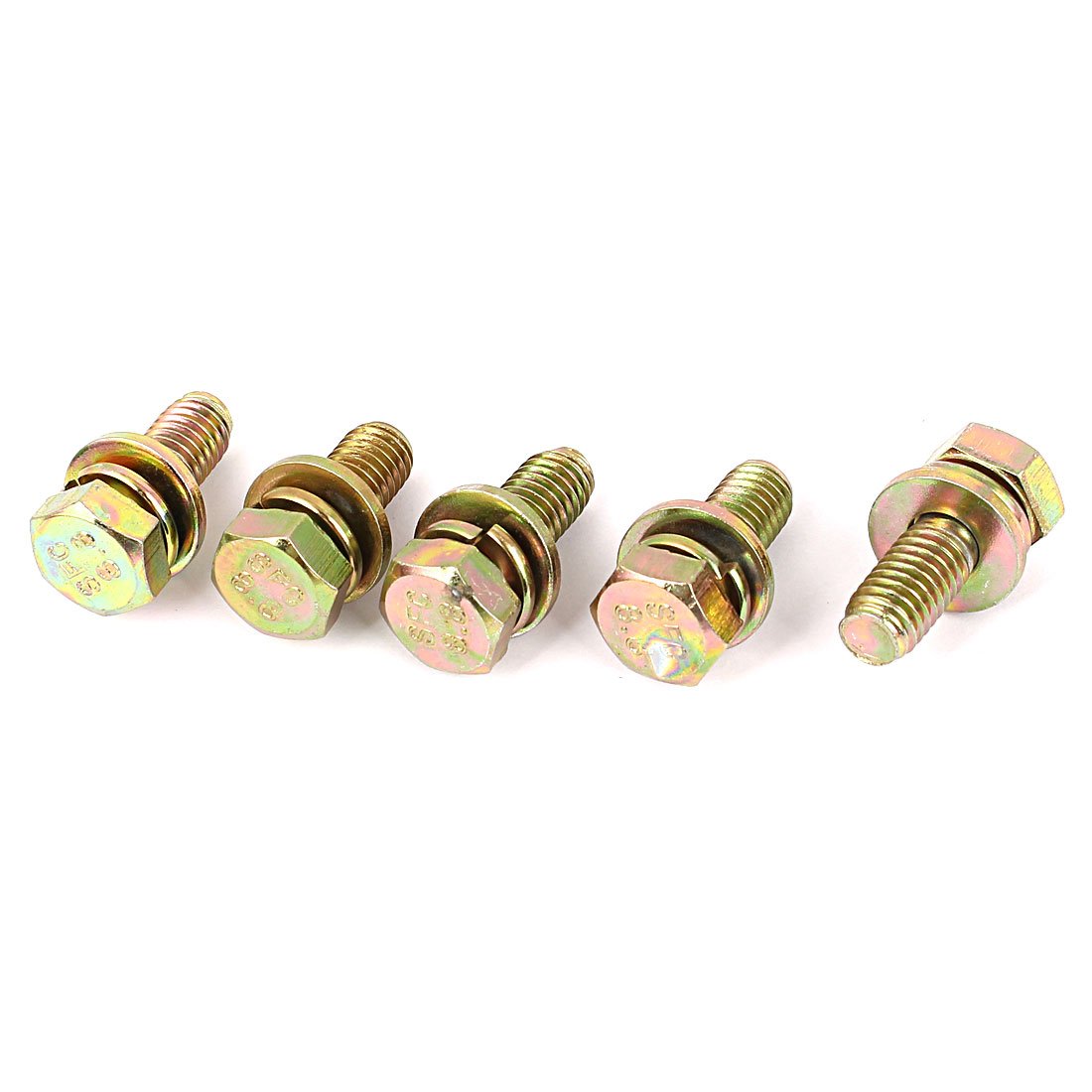 Uxcell Yellow Sourcingmap M8x20mm 8.8 Grade Zinc Plated Hex Head Bolt 5Pcs W Washer