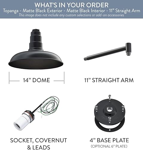 Miniatura 5 de Steel Lighting Co. Topanga - Luz de granero  Montada en la pared al aire libre  Luz de garaje de granja fabricada en Estados Unidos  Domo de 14