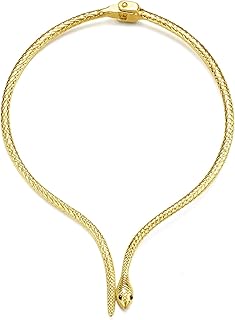 Snake Necklace for Women Gold Snake Choker Necklace Snake Shape Collar Necklace Curved Snake Necklace Vintage Animal Snake Necklace Halloween Accessories for Women Girls