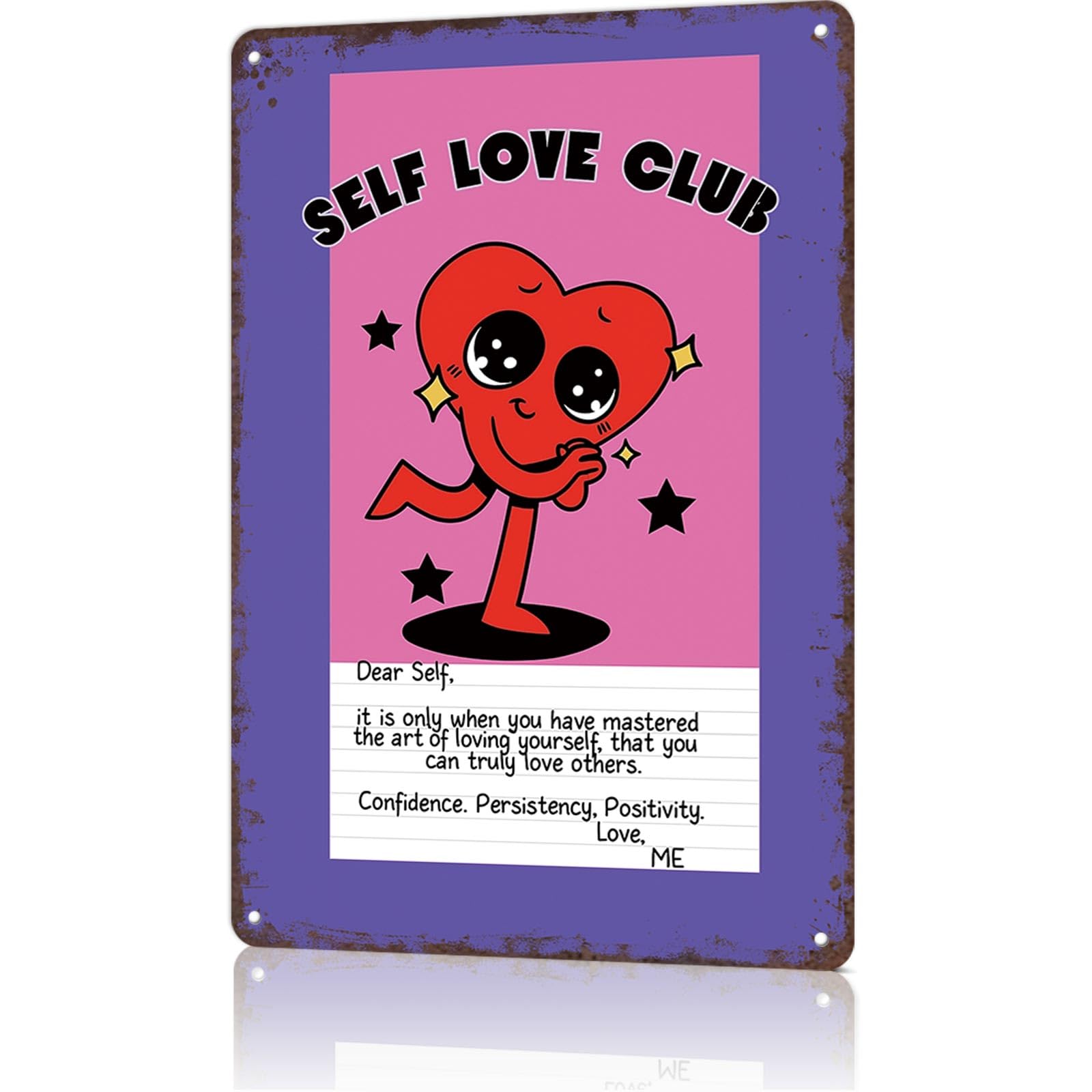 KWQDOZF Funny Metal Signs Poster 8x12inch Self Love Club Aluminum Sign Wall Art For Home Room Bedroom Office Decor