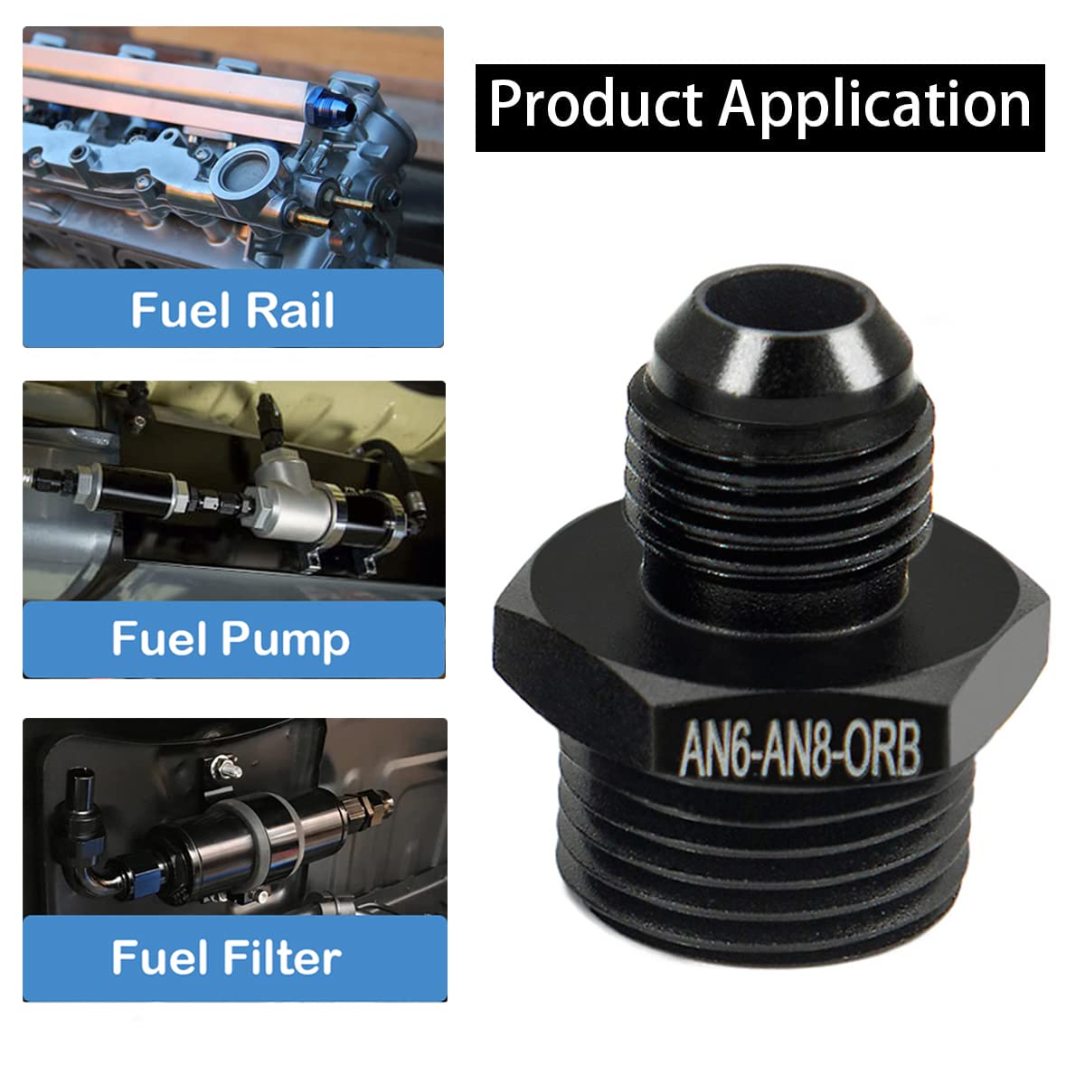 Aazon.co: Podavelle 8AN Feale Flare Swivel To 8AN -8 ORB Ale O-ring - Foto 6